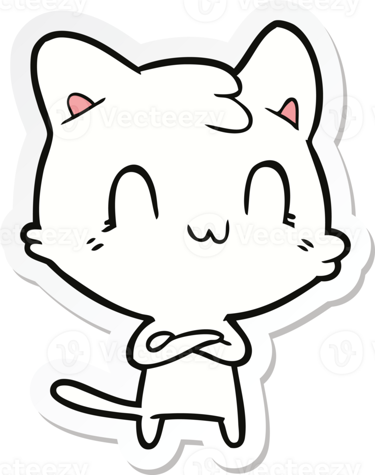 sticker of a cartoon happy cat png
