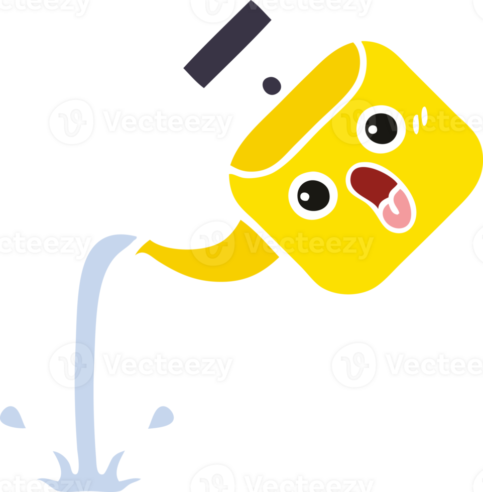 flat color retro cartoon of a pouring kettle png