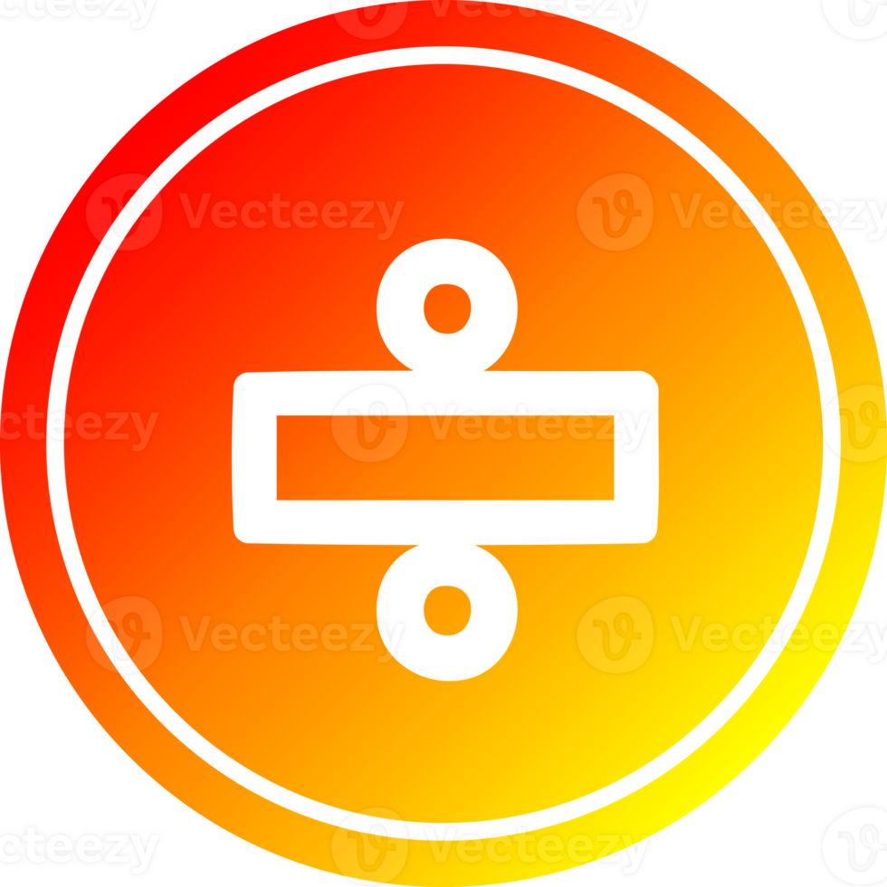 division sign circular icon with warm gradient finish png