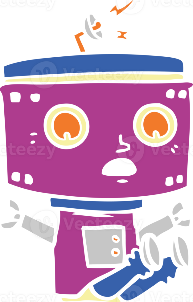 flat color style cartoon robot png