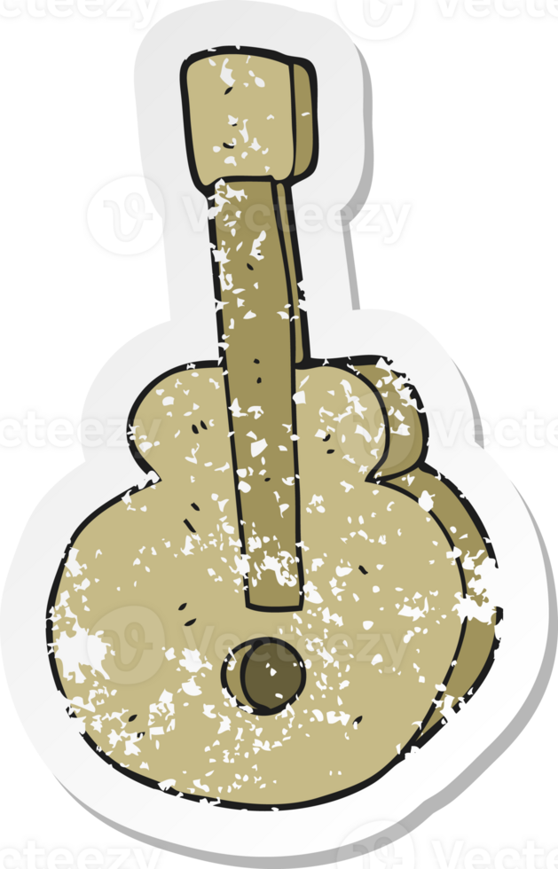 retro distressed sticker of a cartoon guitar png