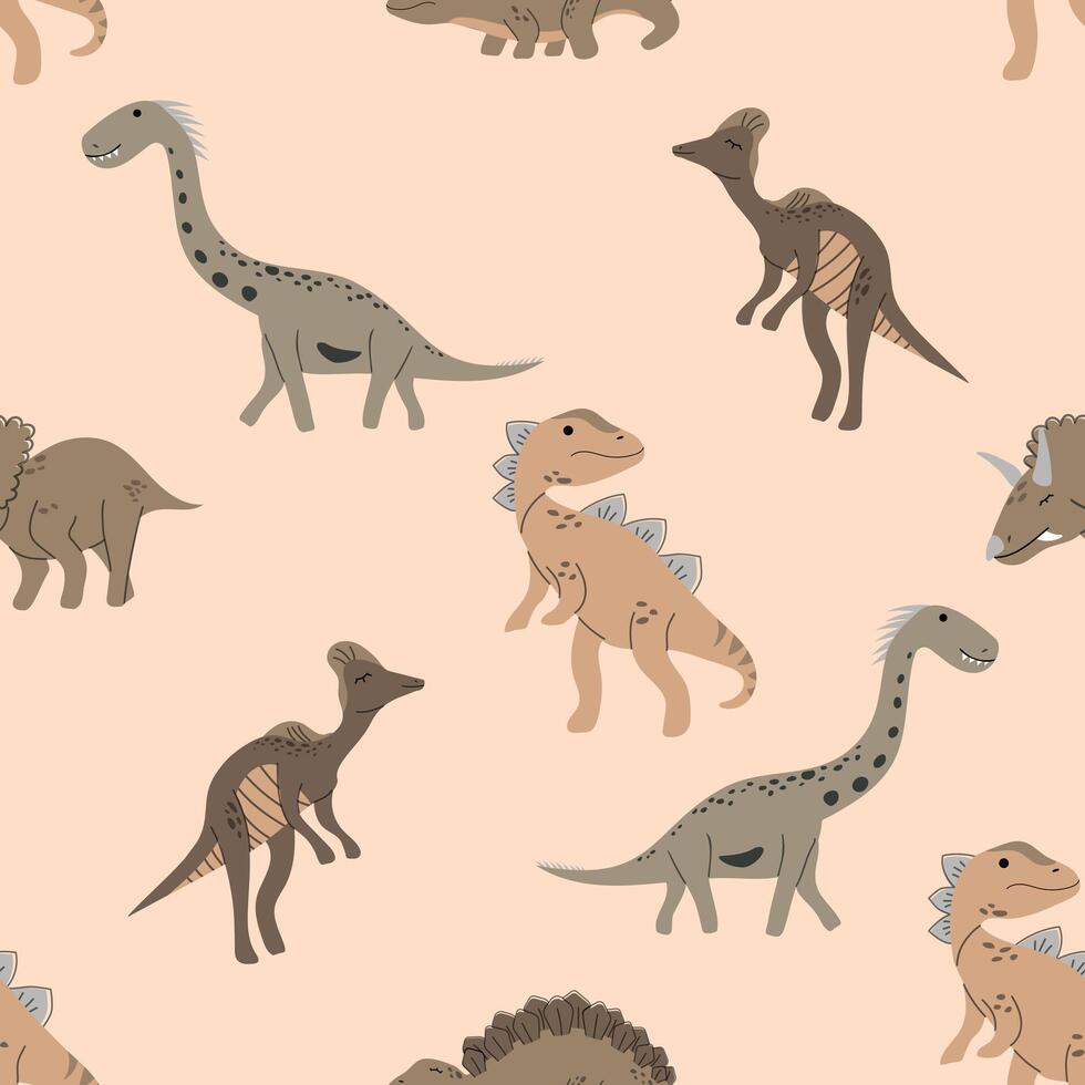 Boho dinosaur seamless pattern vector