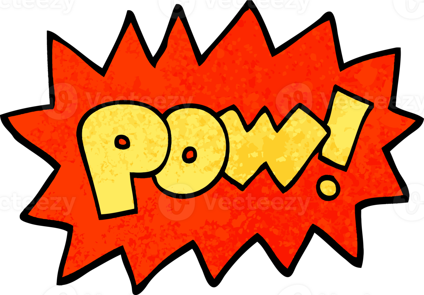 grunge textured illustration cartoon pow symbol png