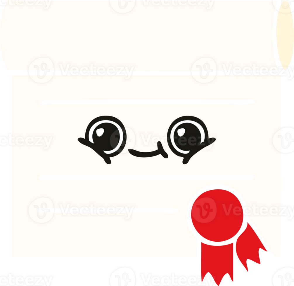 flat color retro cartoon of a certificate png