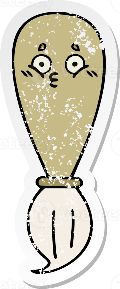 distressed sticker of a cute cartoon paint brush png