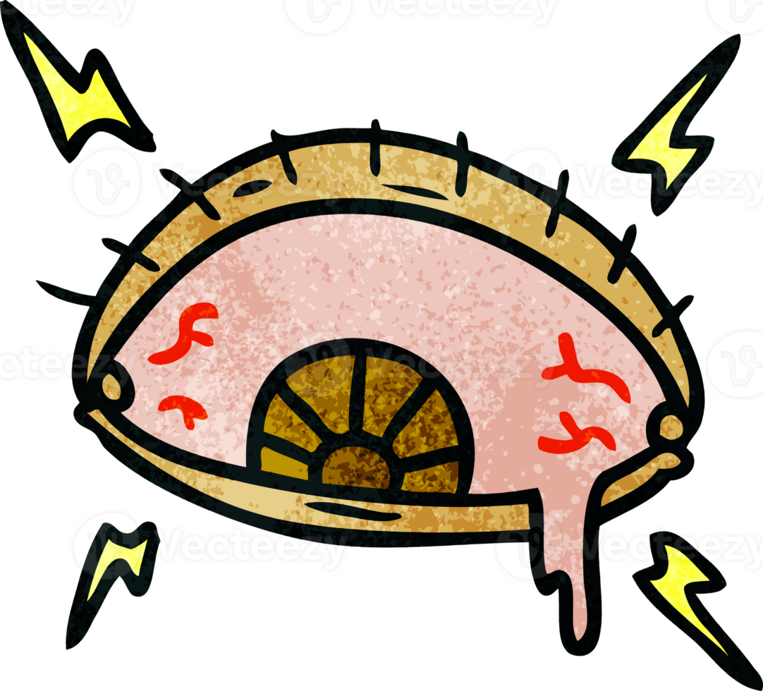 hand drawn textured cartoon doodle of an enraged eye png