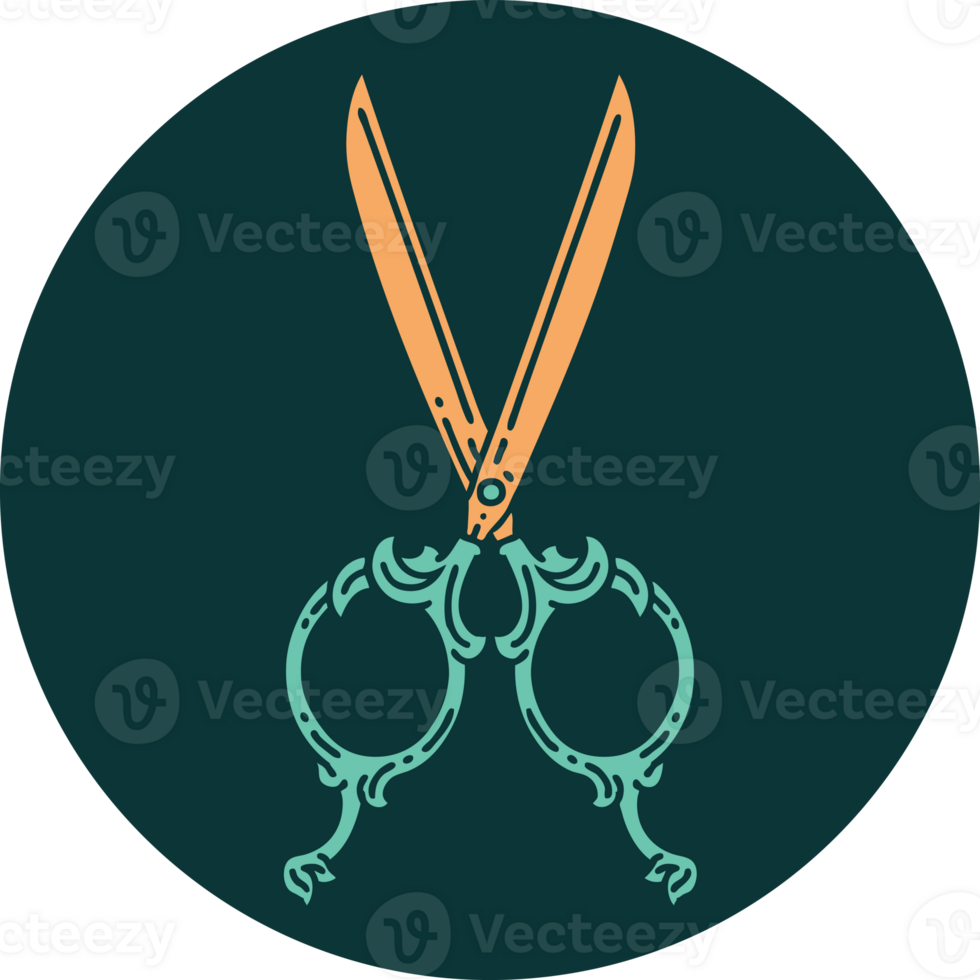 iconic tattoo style image of barber scissors png