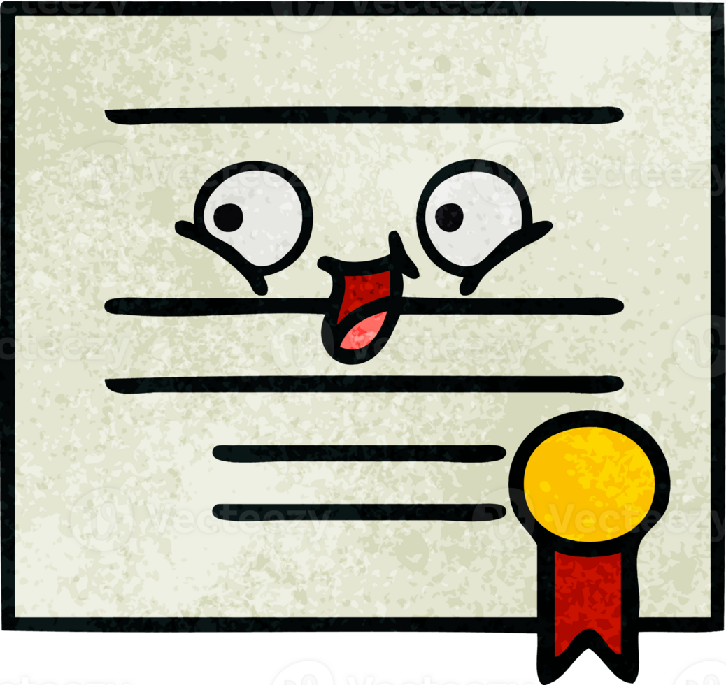 retro grunge texture cartoon of a graduation diploma png