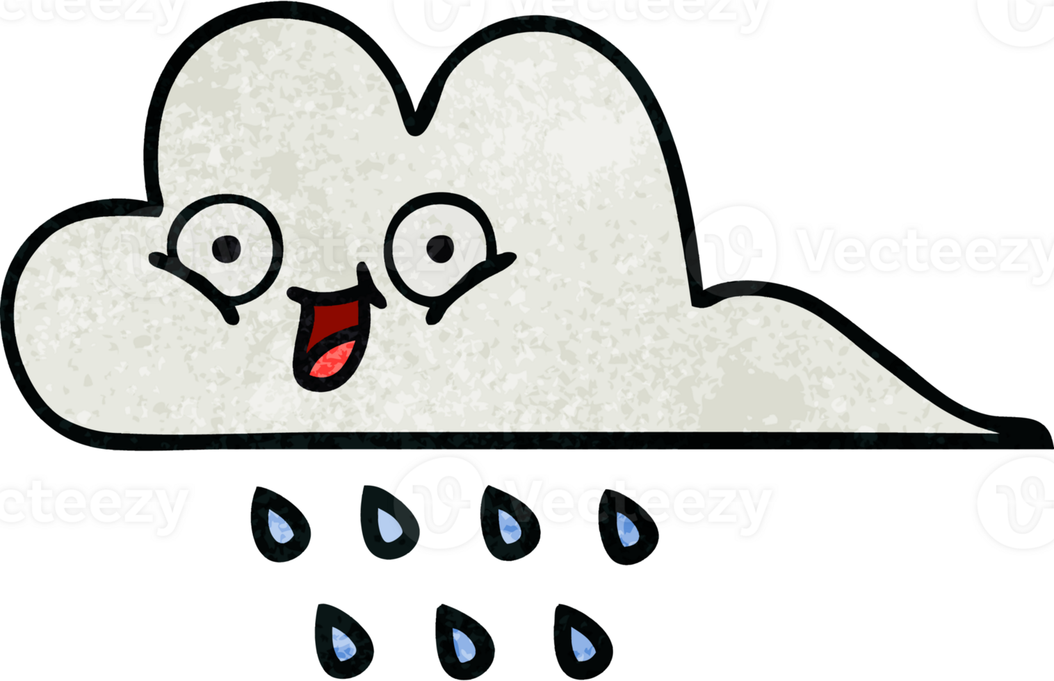 retro grunge texture cartoon of a rain cloud png