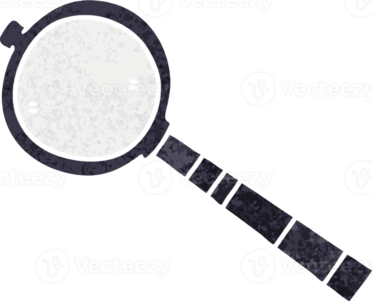 retro illustration style quirky cartoon magnifying glass png