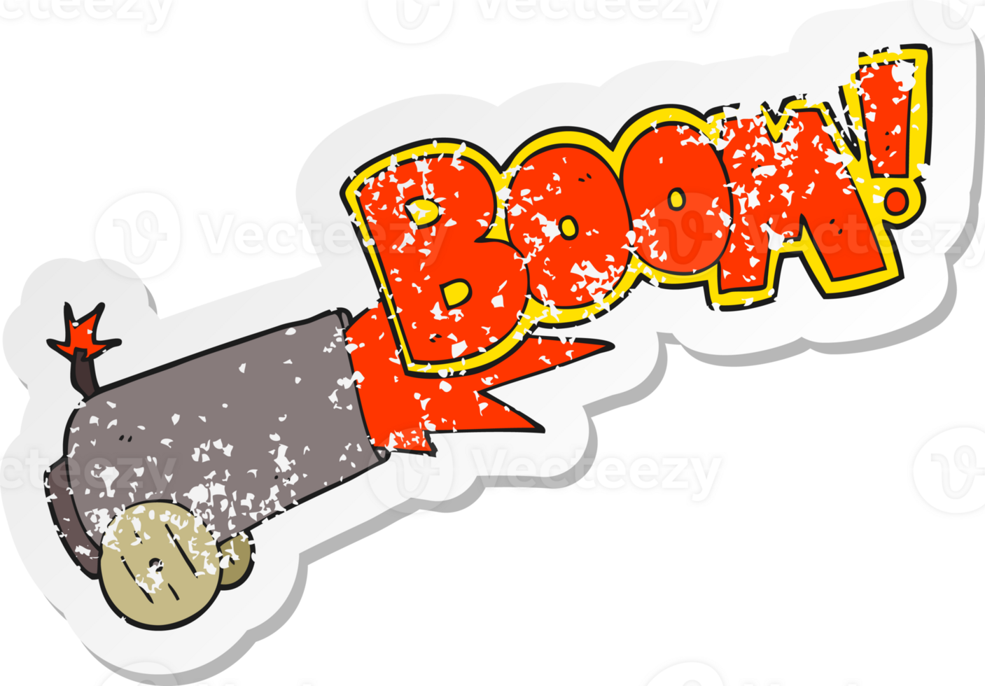 retro distressed sticker of a cartoon cannon firing png