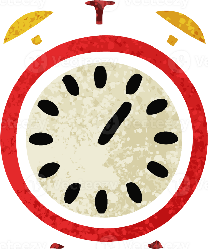retro illustration style cartoon of a alarm clock png