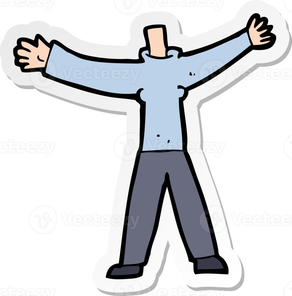 sticker of a cartoon headless body png
