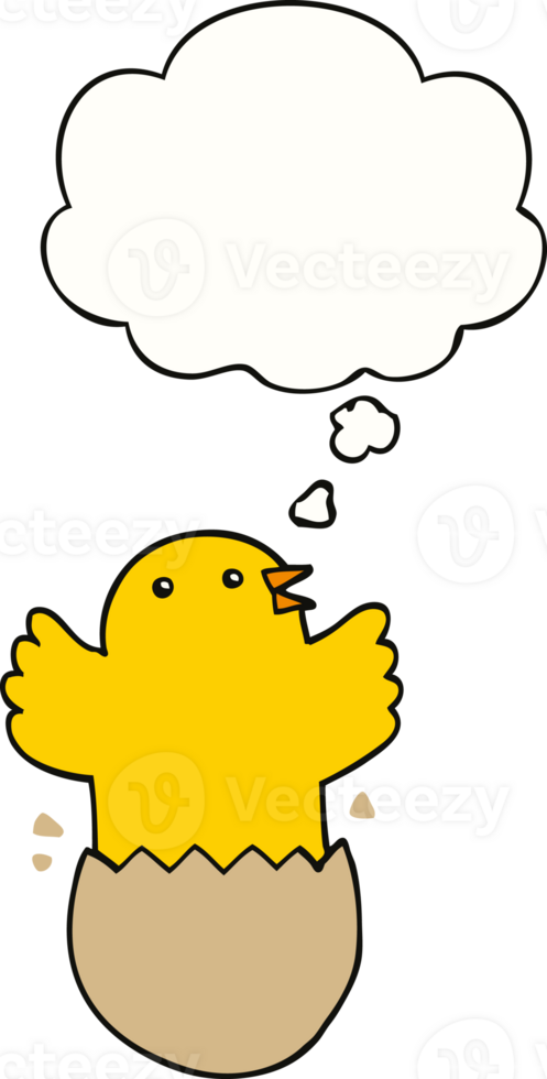 cartoon hatching bird with thought bubble png