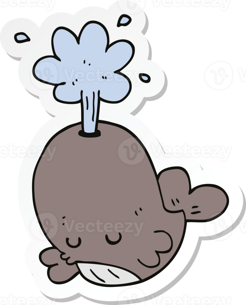 sticker of a cartoon spouting whale png