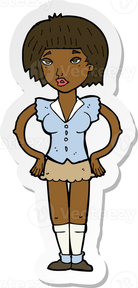 sticker of a cartoon woman with hands on hips png