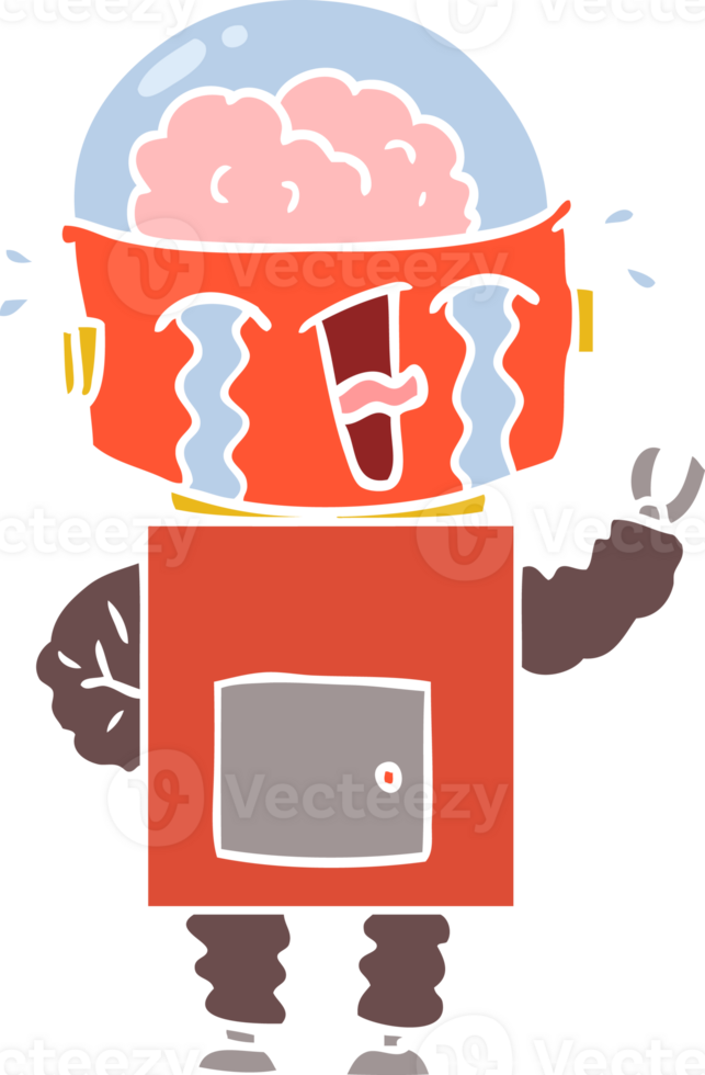 flat color style cartoon crying robot png