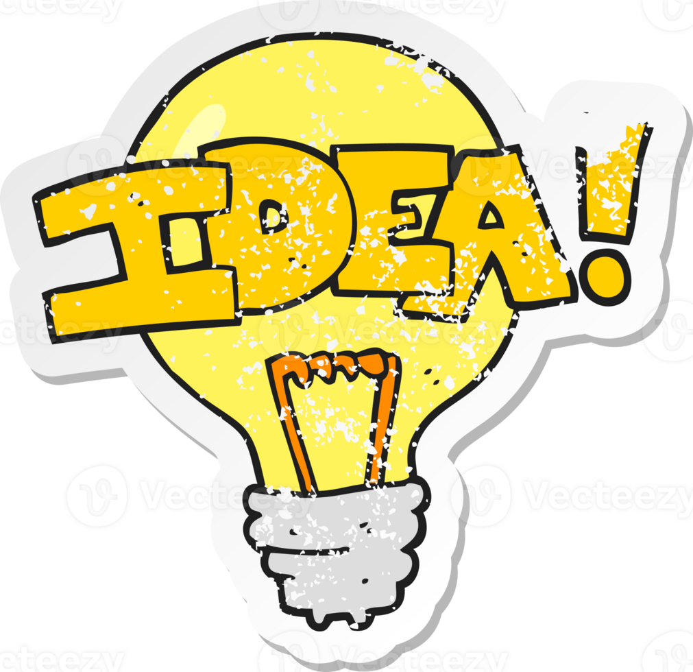 retro distressed sticker of a cartoon idea light bulb symbol png