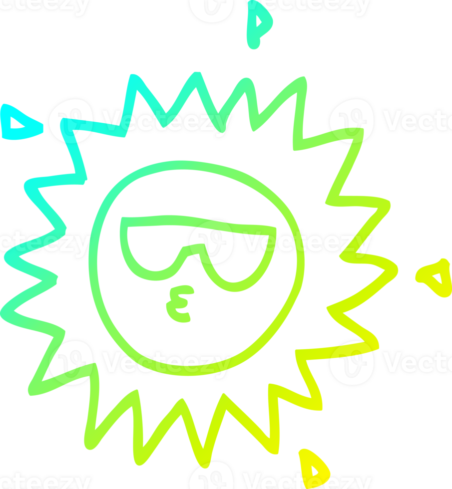 cold gradient line drawing of a cartoon sun png