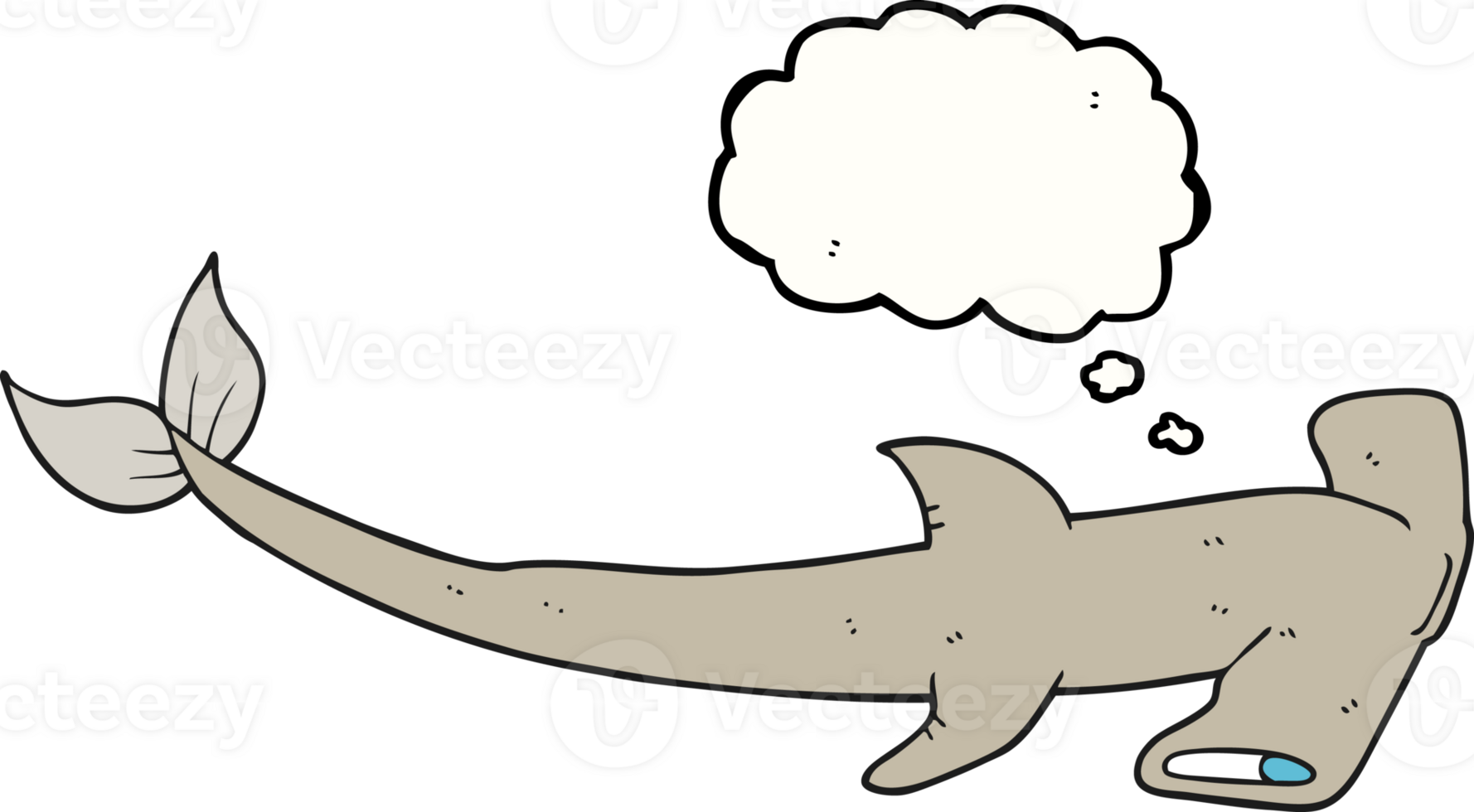 hand drawn thought bubble cartoon hammerhead shark png