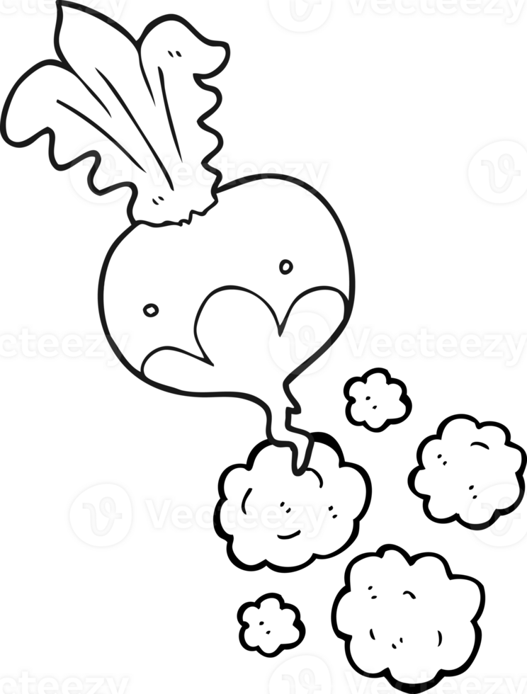 hand drawn black and white cartoon beet png