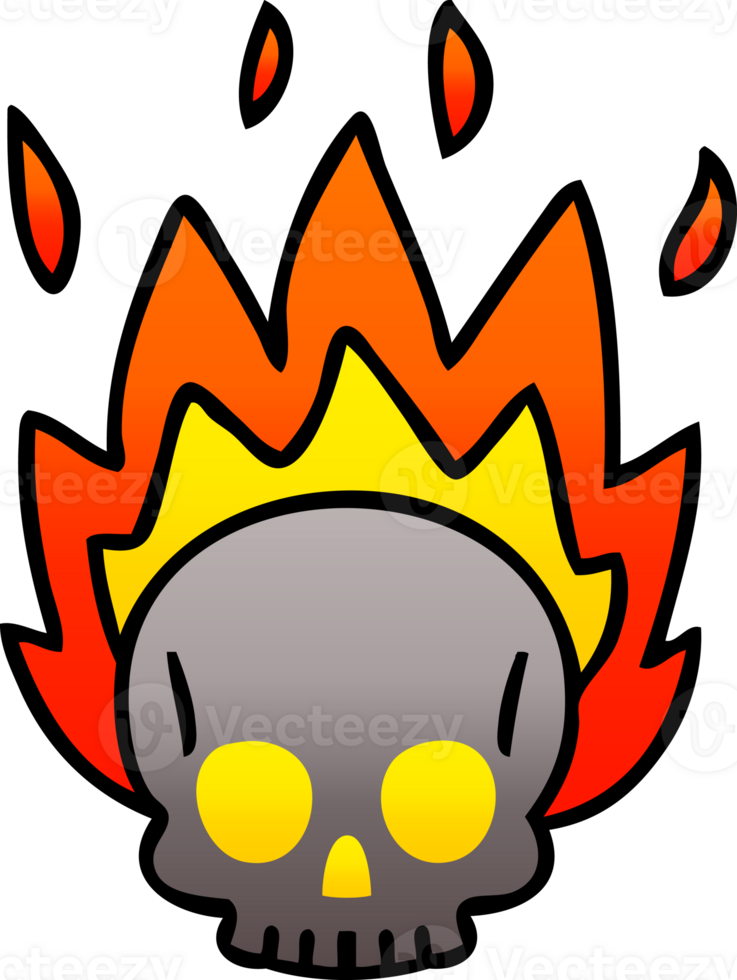 gradient shaded quirky cartoon skull png