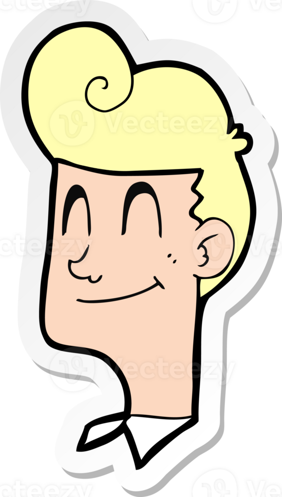 adesivo de um homem sorridente de desenho animado png