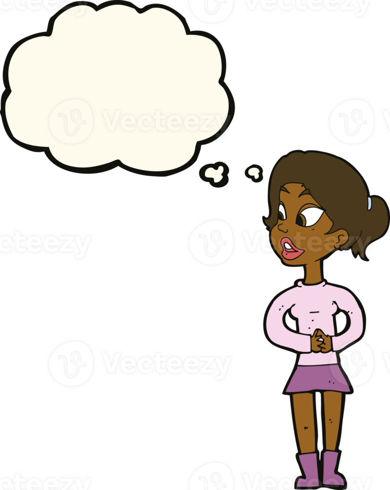cartoon girl talking with thought bubble png