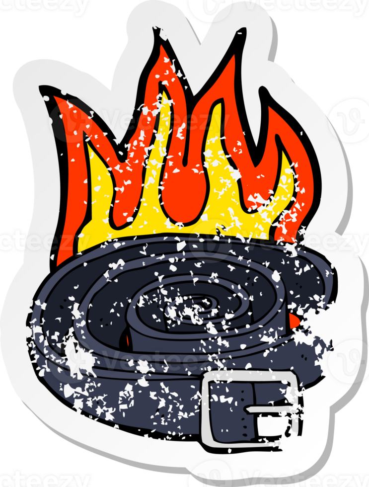 retro distressed sticker of a cartoon awesome new belt png