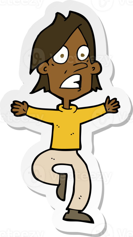 sticker of a cartoon panicking man png