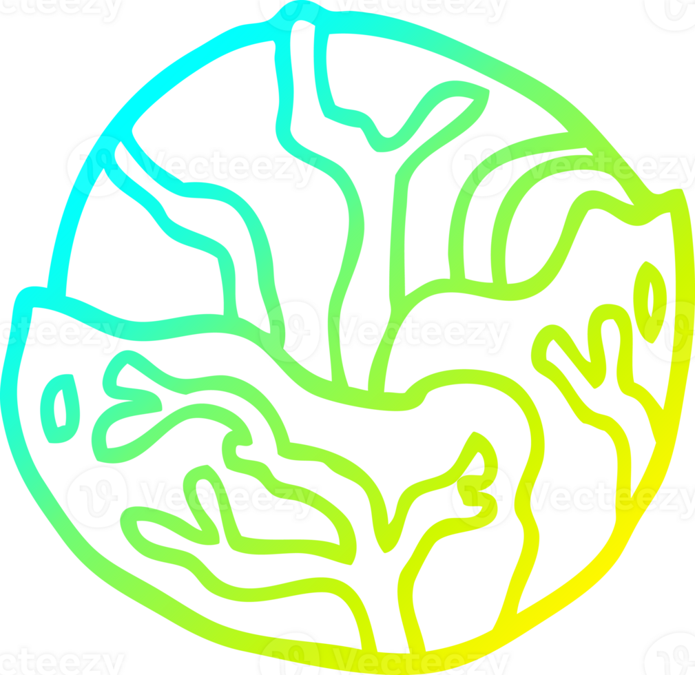 cold gradient line drawing of a cartoon cabbage png