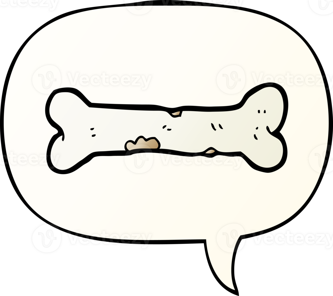 cartoon bone with speech bubble in smooth gradient style png