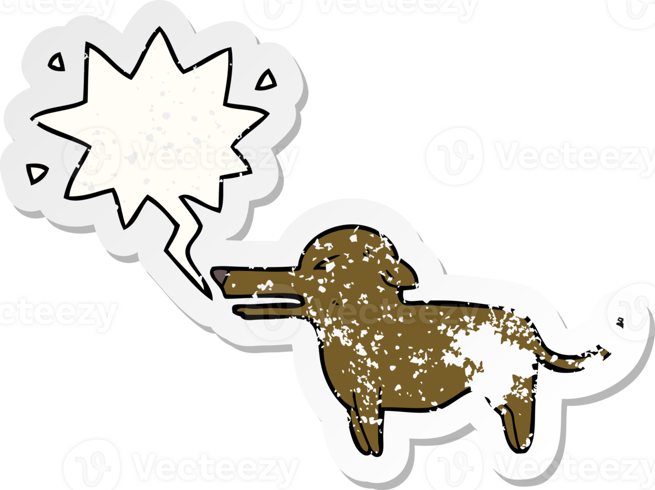 cartoon dog with speech bubble distressed distressed old sticker png