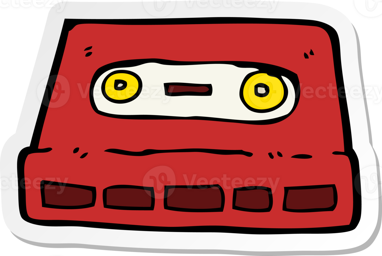 sticker of a cartoon cassette tape png