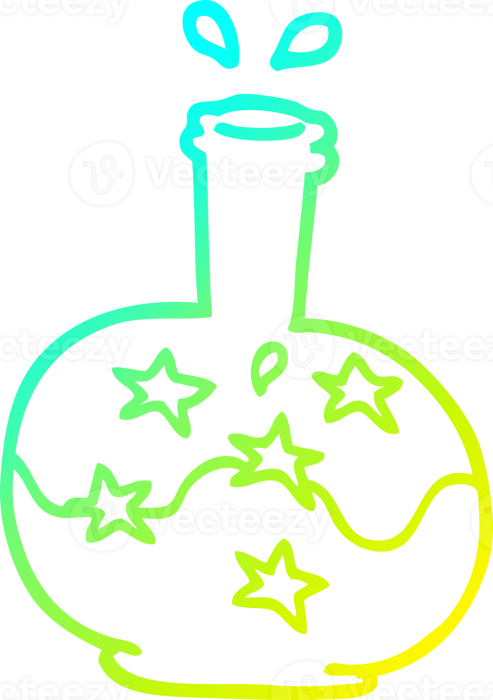 cold gradient line drawing of a cartoon magic potion png