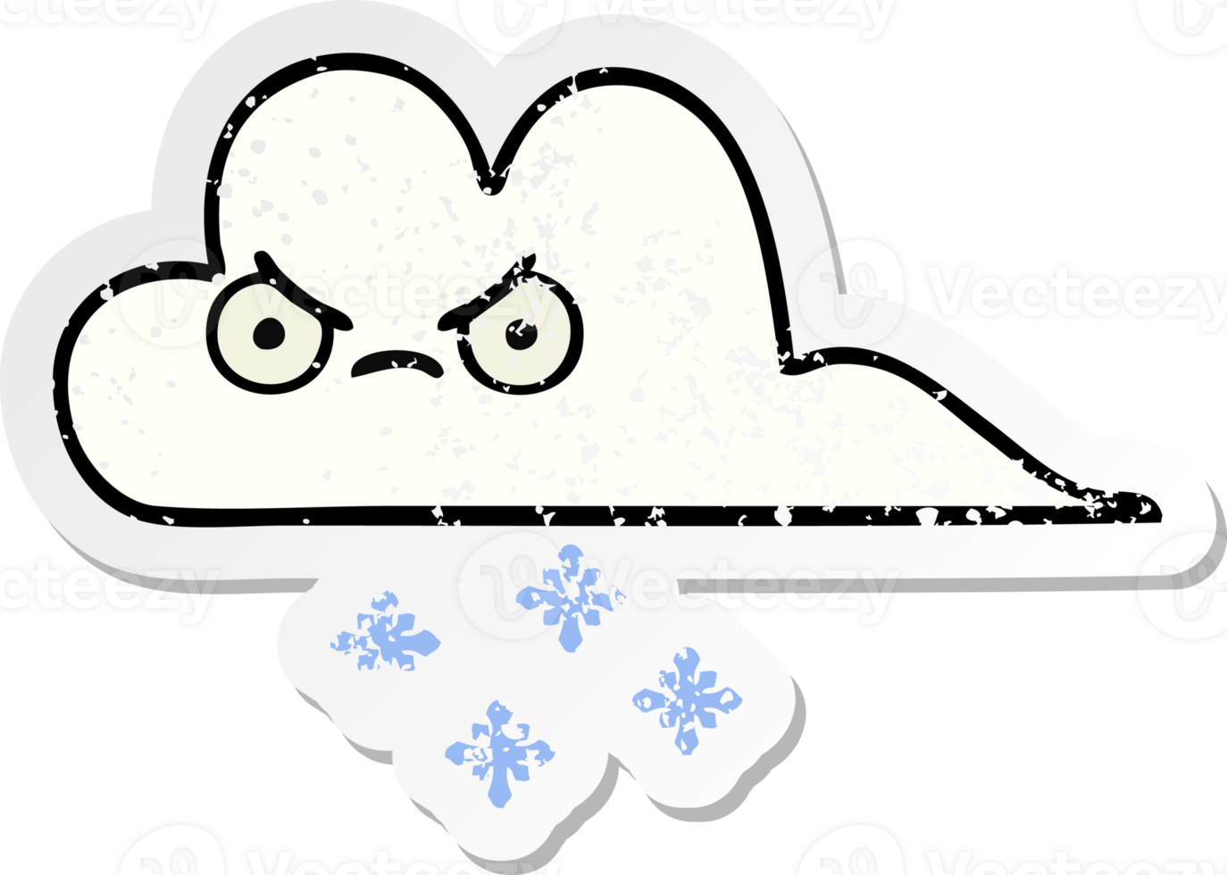 distressed sticker of a cute cartoon snow cloud png
