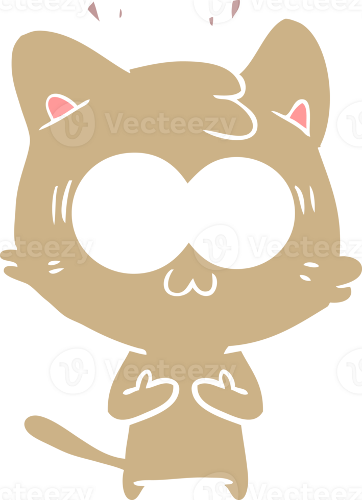 flat color style cartoon surprised cat png