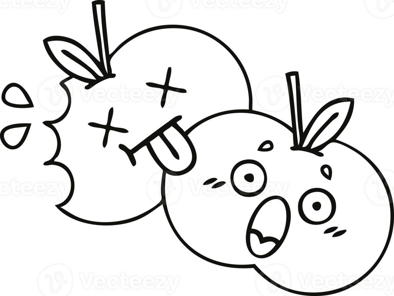line drawing cartoon of a juicy apple png