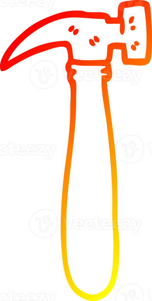 warm gradient line drawing of a cartoon hammer png