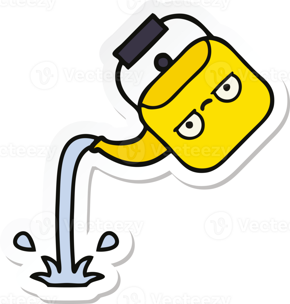 sticker of a cute cartoon pouring kettle png