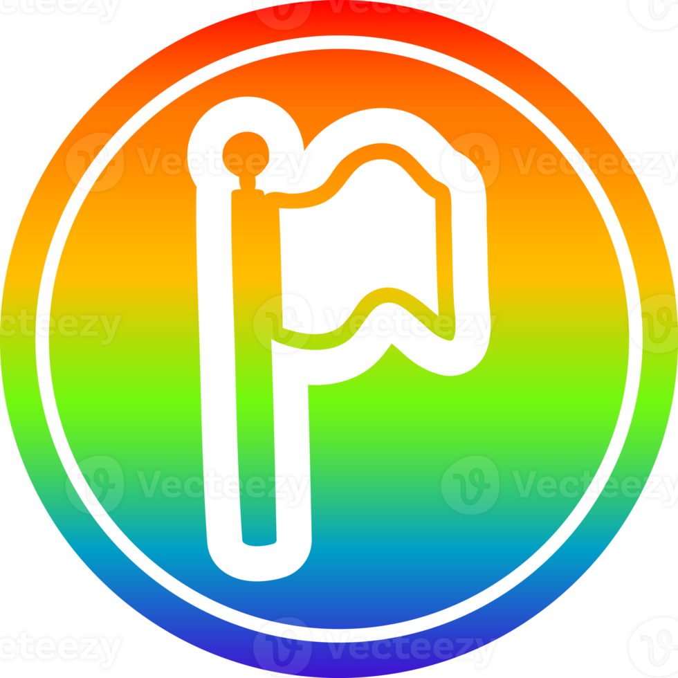 waving flag circular icon with rainbow gradient finish png