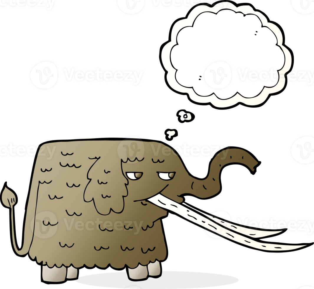 cartoon woolly mammoth with thought bubble png