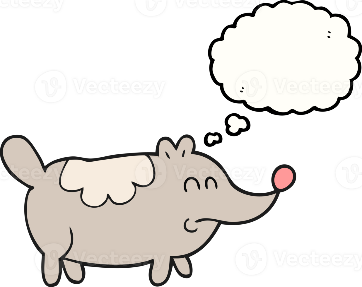 hand drawn thought bubble cartoon small fat dog png