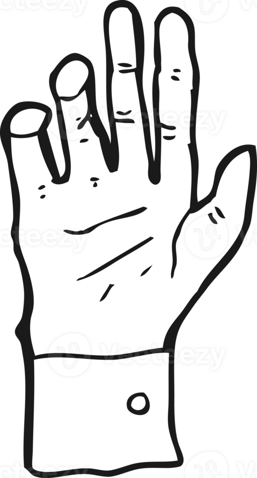 hand drawn black and white cartoon hand reaching png
