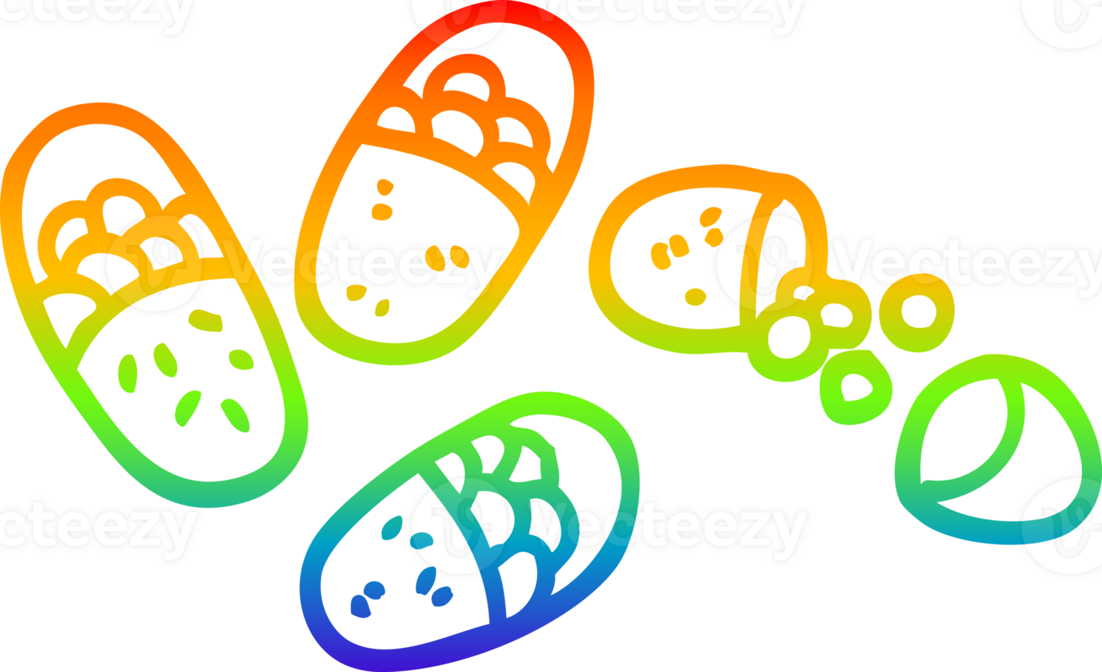 rainbow gradient line drawing of a cartoon tablets png