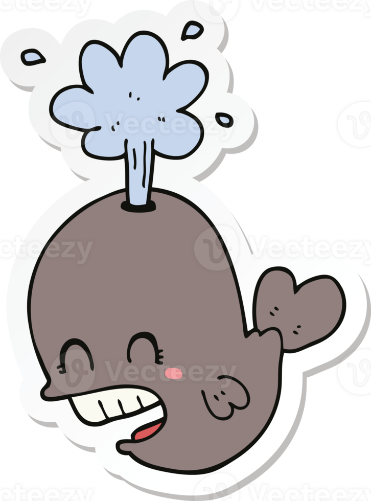 sticker of a cartoon spouting whale png