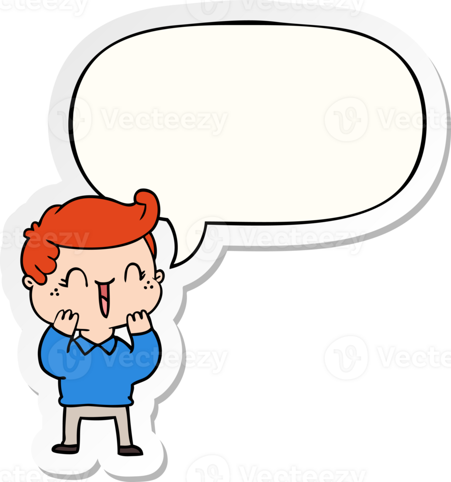 cartoon laughing boy with speech bubble sticker png