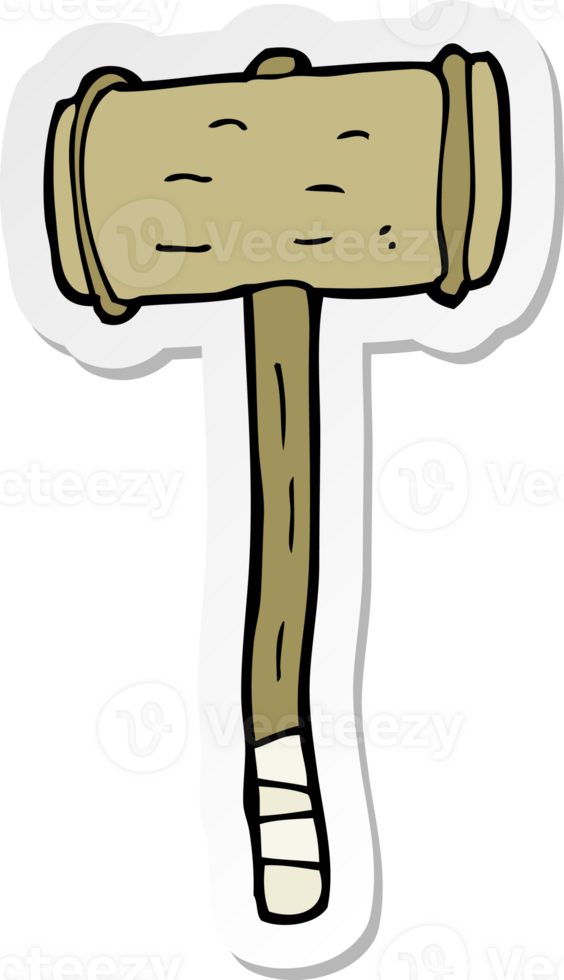 sticker of a cartoon wooden hammer png