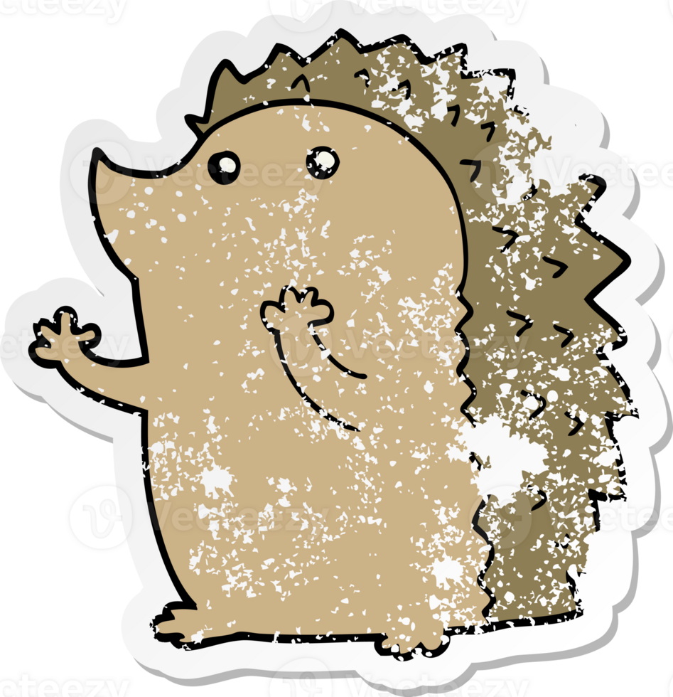 distressed sticker of a cartoon hedgehog png