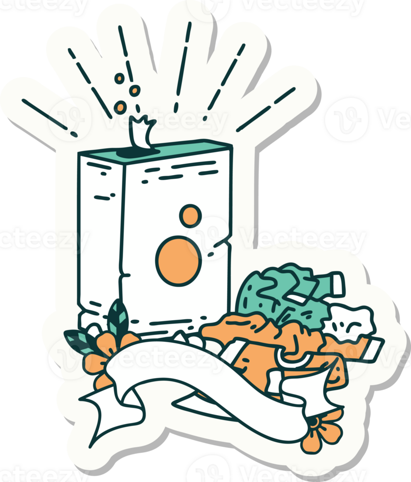 sticker of a tattoo style detergent and pile of clothes png